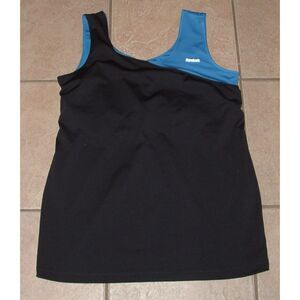 REEBOK Black & Blue Sz XL Maternity Shelf Bra Stretchy Sleeveless Athletic Top